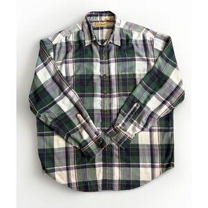 Vintage LL Bean Plaid Flannel Button Up Shirt Mens LG Reg Cotton Polyester G 033